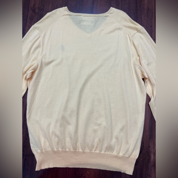 Polo Ralph Lauren V Neck Sweater Size Large Yellow 100% Pima Cotton Preppy Golf - Picture 10 of 13